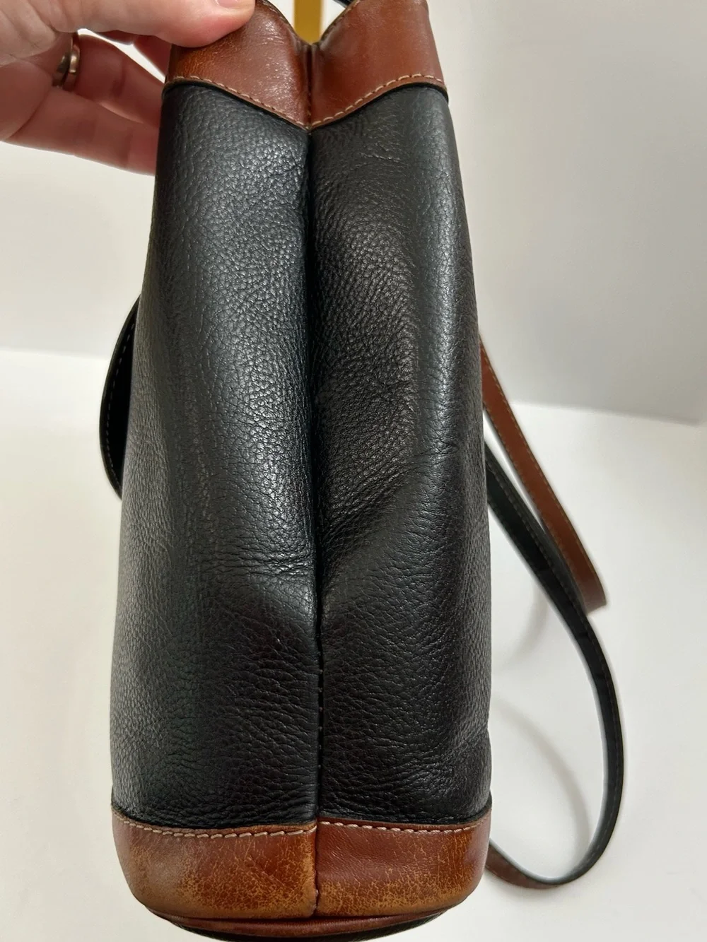 BALLY Vintage 80’s Two-Tone Black and Brown Bucket Leather Shoulder Bag